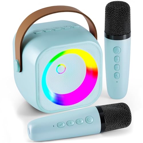 Portable Bluetooth Karaoke Speaker with 2 Wireless Microphones and Party Lights J490