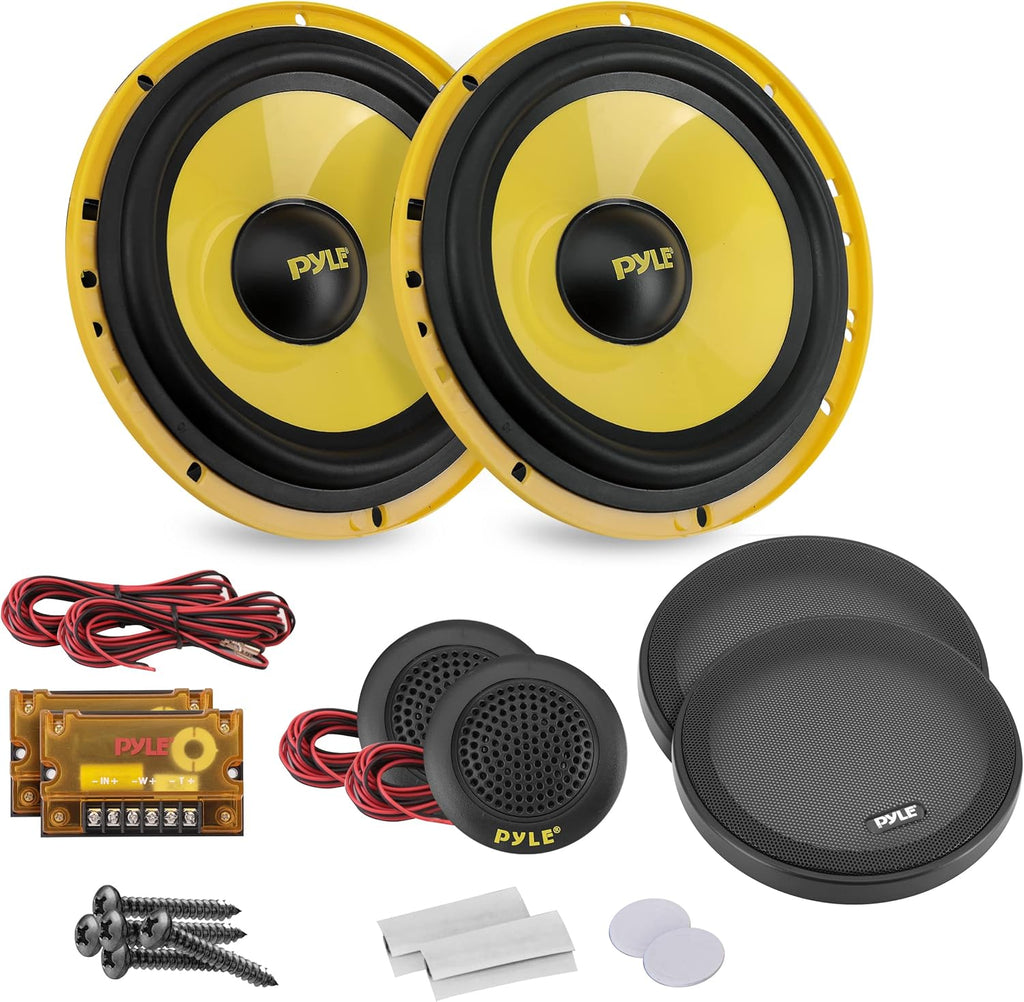 6.5” 400 Watt Component Speaker System with Electroplated Plastic Basket, Butyl Rubber Surround, Pack of 2 B675989