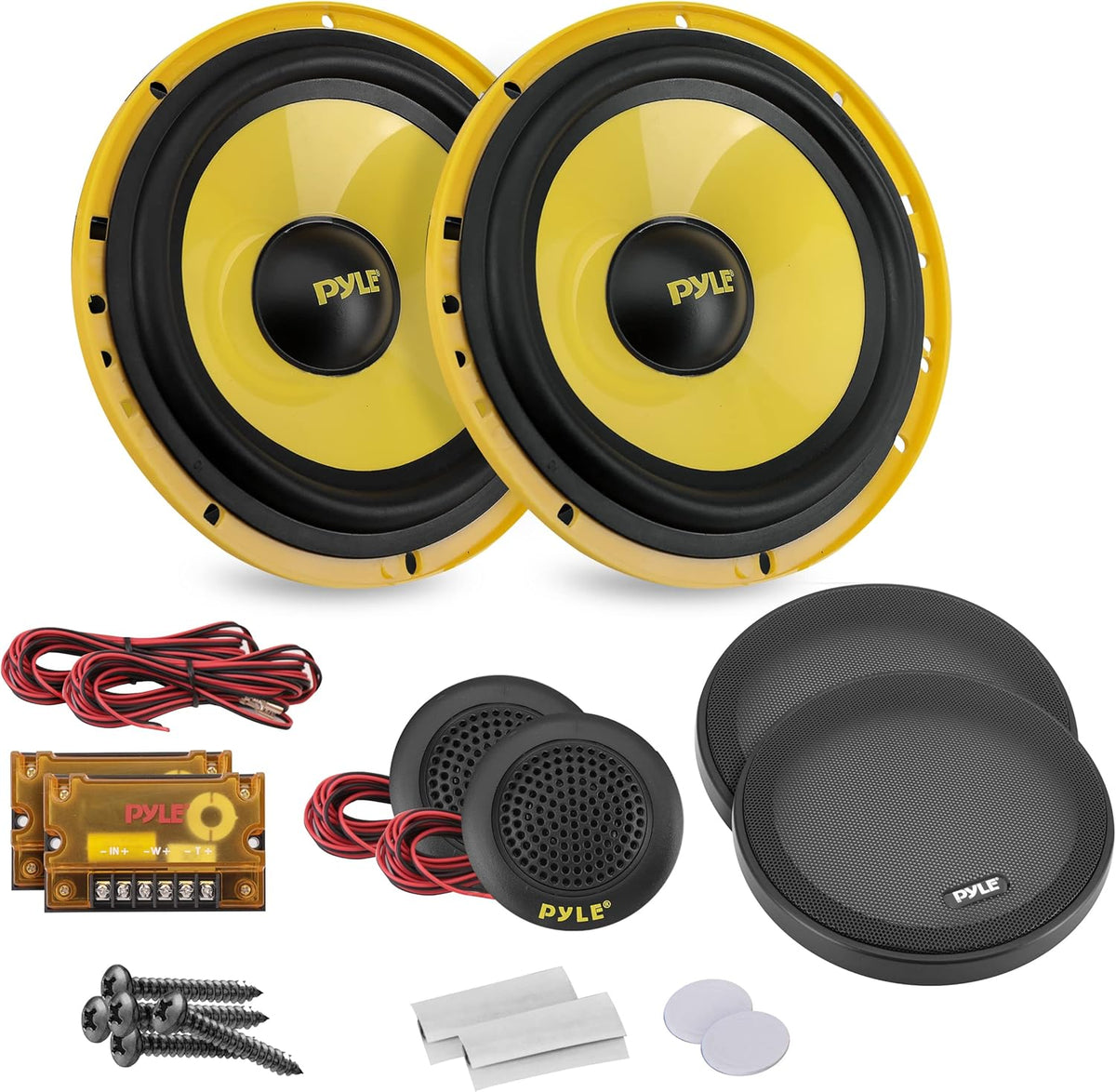 6.5” 400 Watt Component Speaker System with Electroplated Plastic Basket, Butyl Rubber Surround, Pack of 2 B675989