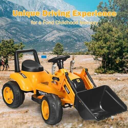 6V Battery Powered Kids Ride on Excavator Digger Tractor - Yellow X892