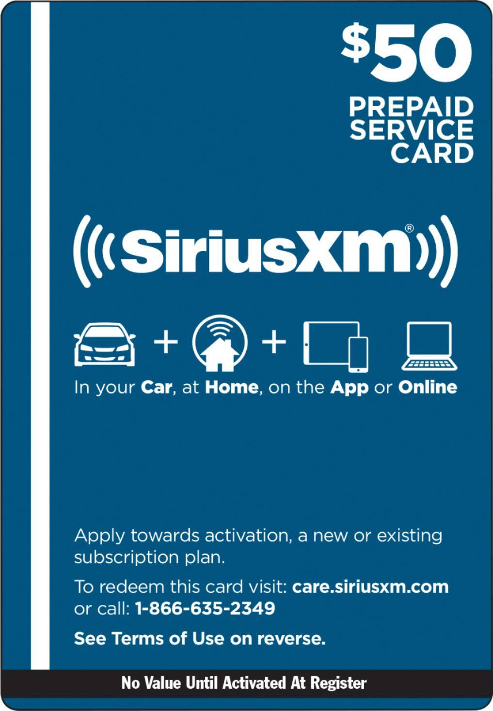 SiriusXM Satellite Radio Prepaid Service Card F866