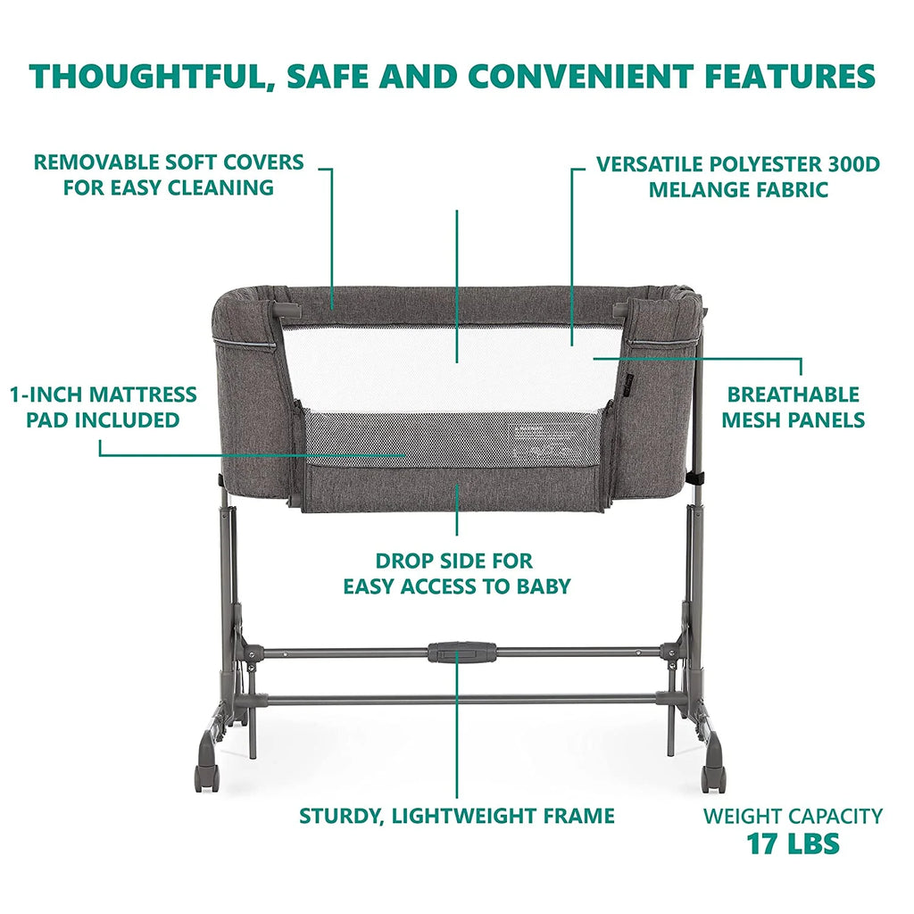 Dark Grey Lightweight Bassinet Bedside Sleeper Y77323