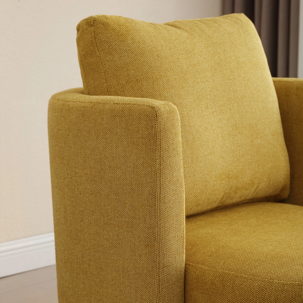 Accent Chair with Ottoman Upholstered Armchair with Wooden Leg and Throw Pillow B2254