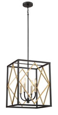 Black with Gold Hardwired Multi-Light Pendant W6609