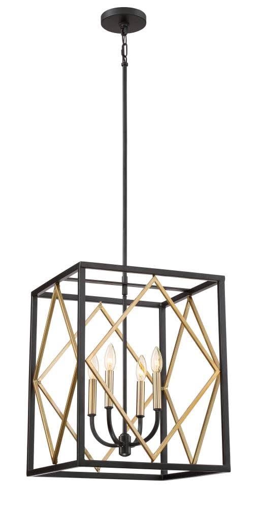 Black with Gold Hardwired Multi-Light Pendant W6609