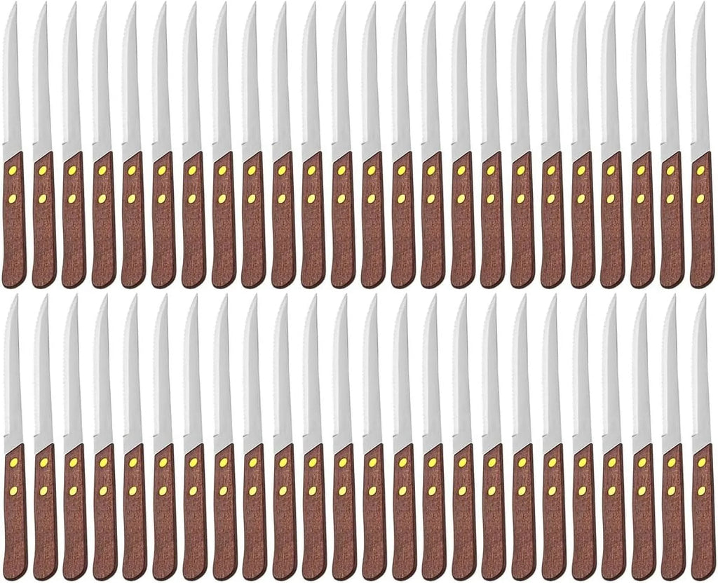 4-1/2-Inch Stainless Steel Serrated-Edge Steak Knives with Wooden Handles K535