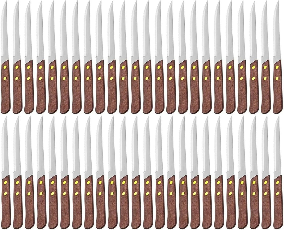 4-1/2-Inch Stainless Steel Serrated-Edge Steak Knives with Wooden Handles K535