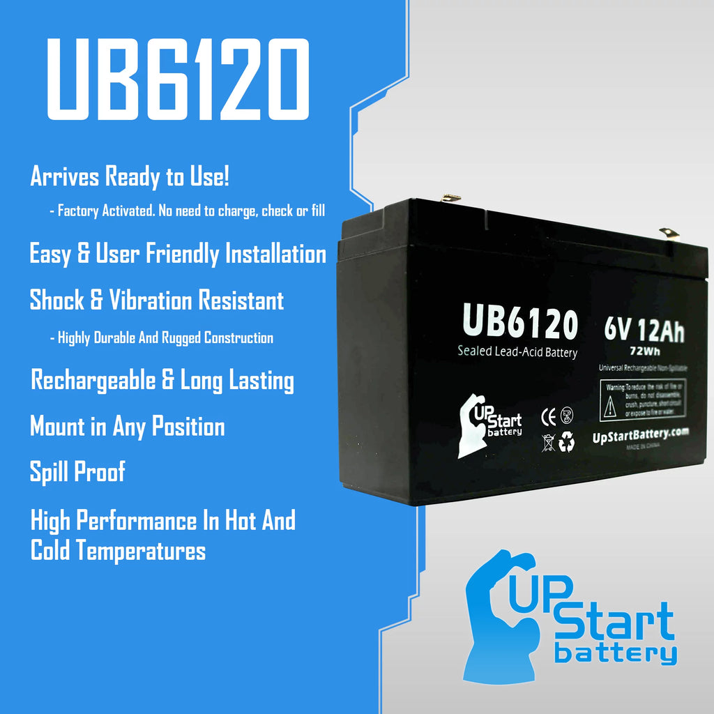 6V 12Ah Sealed Lead Acid Battery with F1 to F2 Terminal Adapters K1055
