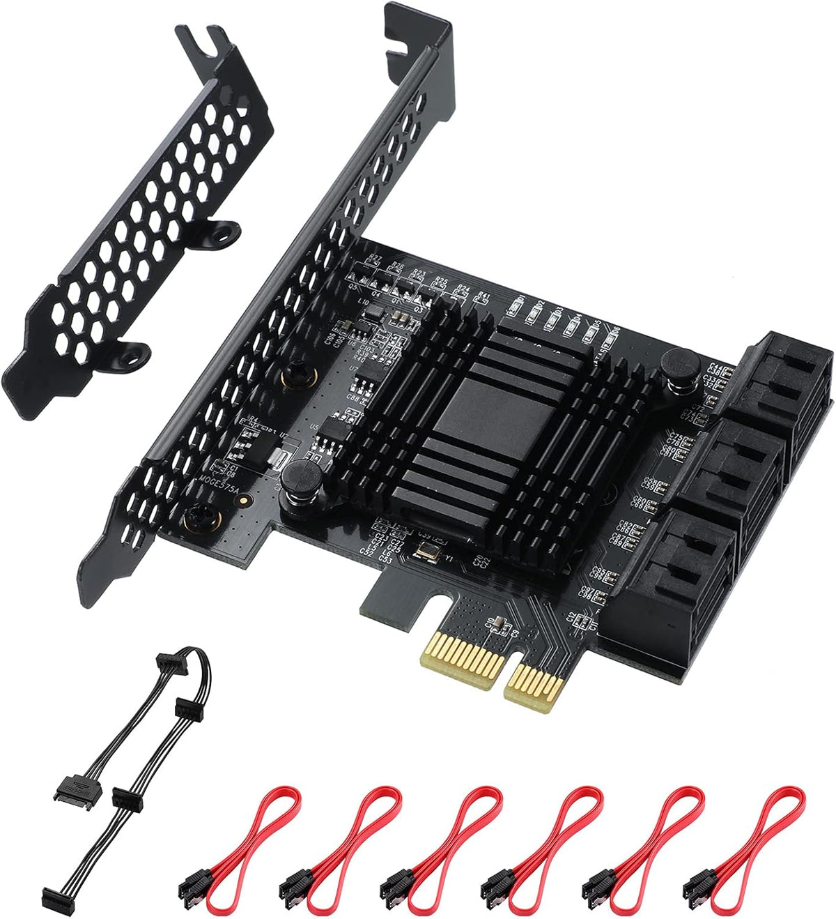 PCIe 6 SATA 4X Card with 6 SATA Cables and Low Profile Bracket B189