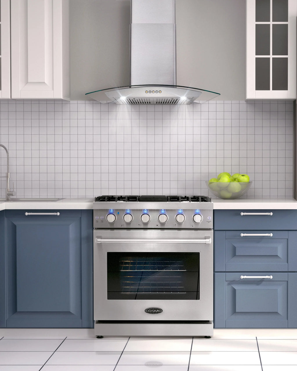 2 Piece Kitchen Appliance Package with Gas Range and Island Range Hood G451817