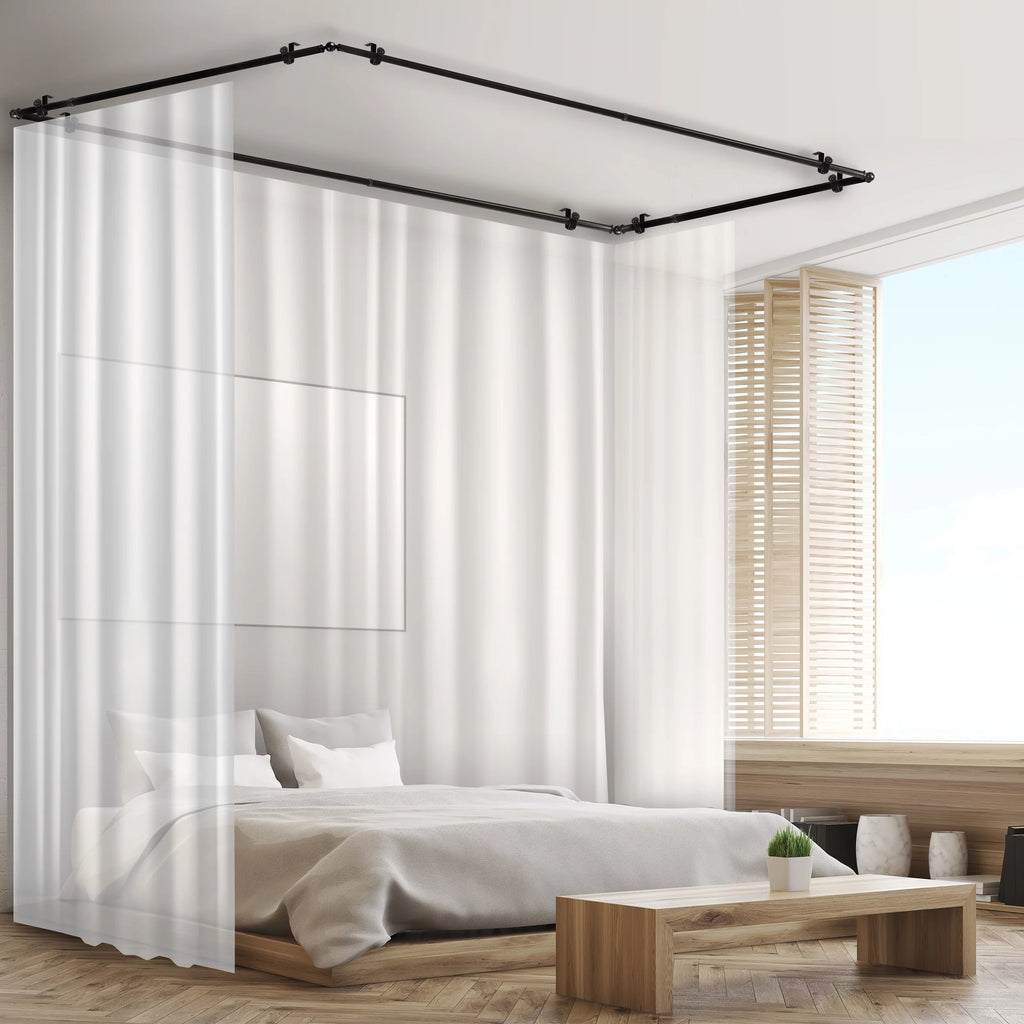 Multi Angle Ceiling Rod Room Divider Adjustable 28-48 inch Black B158