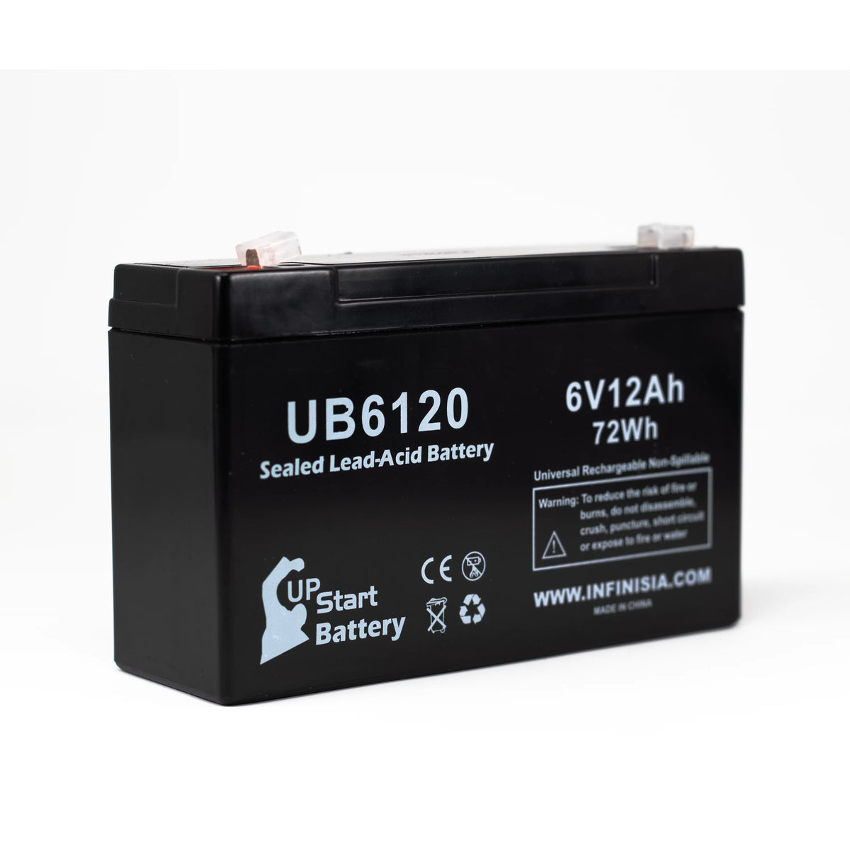 6V 12Ah Sealed Lead Acid Battery with F1 to F2 Terminal Adapters K1055