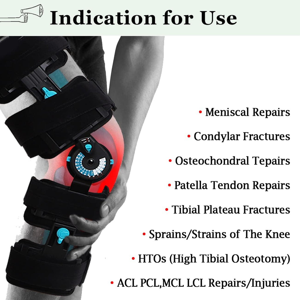 Hinged Post Op Knee Brace Adjustable ROM Leg Stabilizer V549