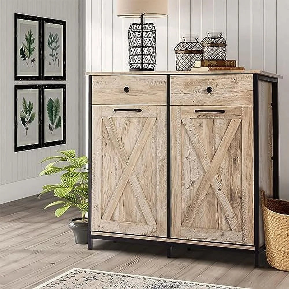 Double Tilt Out Trash Cabinet with Hideaway Drawer P416692