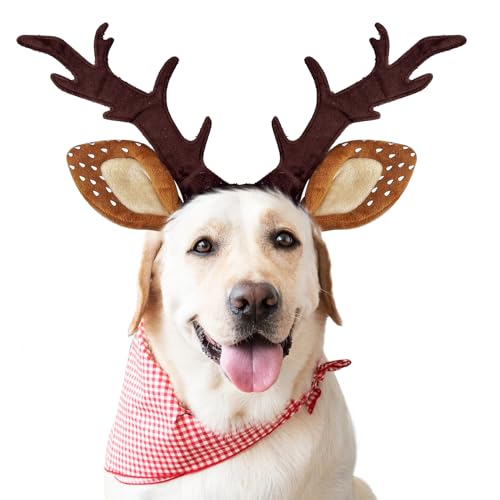 Dog Cat Christmas Reindeer Antlers Headband Adjustable Pet Costume K77784