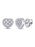 10kt White Gold Diamond Heart Cluster Earrings 1/20 Cttw Q552949