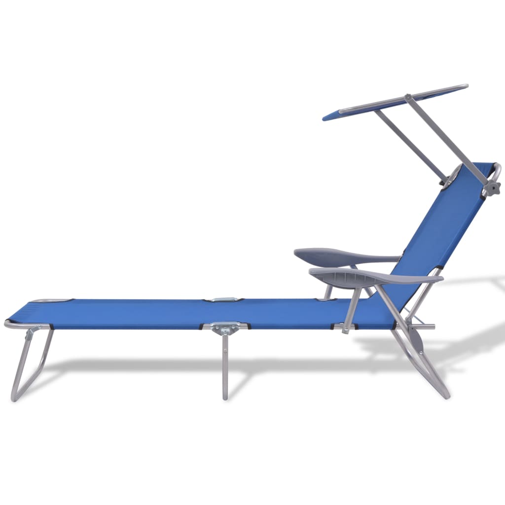Steel Blue Sun Lounger with Canopy B6619
