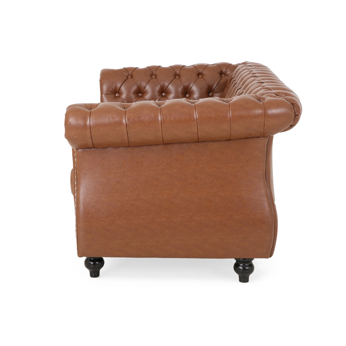 Cognac Brown Faux Leather Loveseat T947121