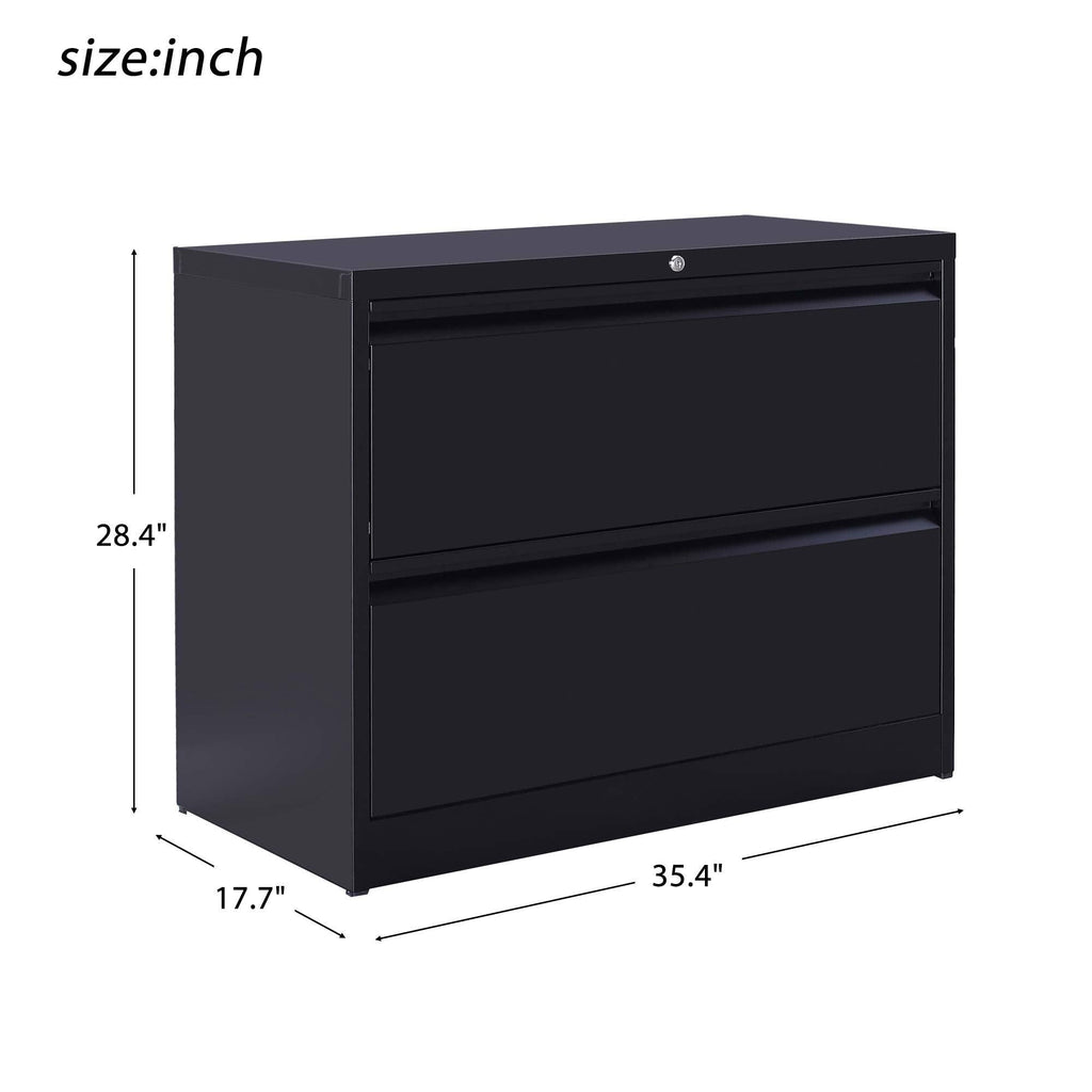 White 2-Drawer Lateral File Cabinet with Lock F35685