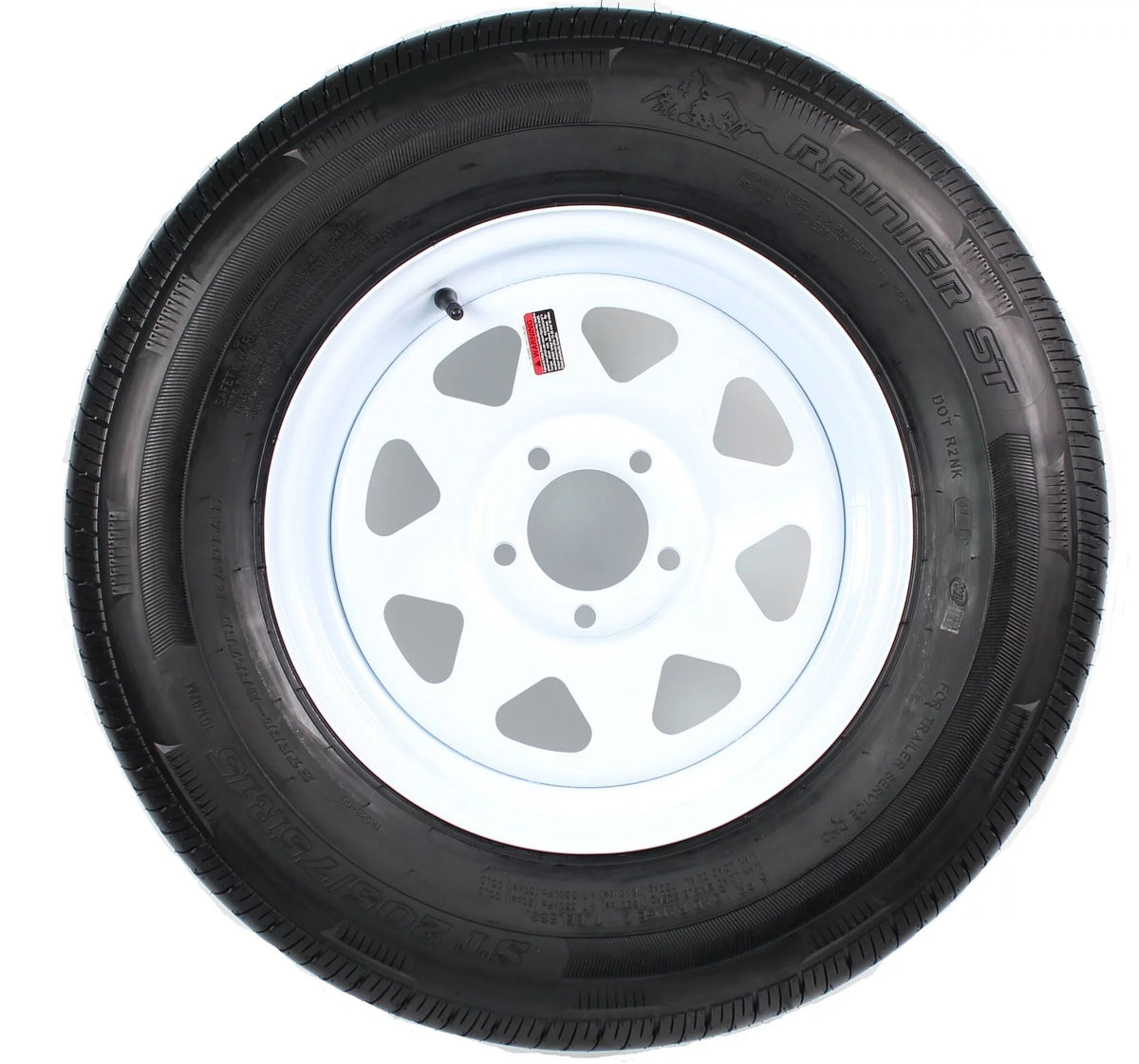 Trailer Tire Rim ST205/75R15 Load C 15X5 5-5 White Spoke Wheel S4652
