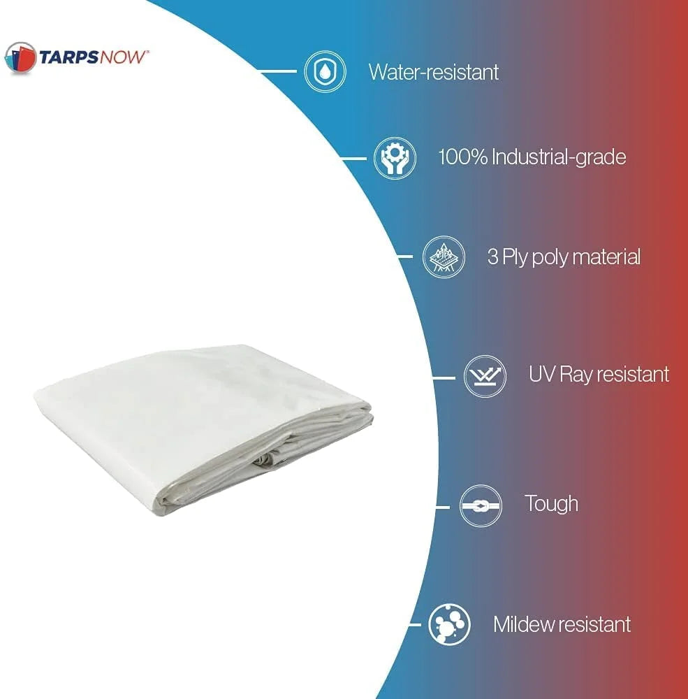 White 12 Mil Waterproof Poly Tarpaulin (6' x 8') W8980
