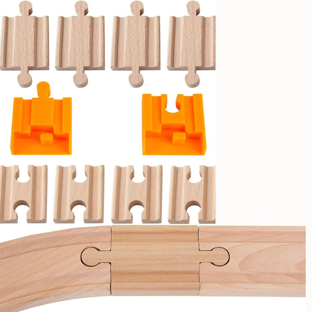 8 Pcs Wooden Train Track Adapter Pack D45482