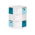 5pc Kids Corner Cabinet Set with 4 Bins White Turquoise Aqua D480