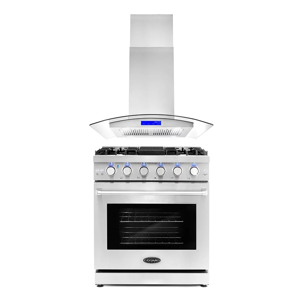2 Piece Kitchen Appliance Package with Gas Range and Island Range Hood G451817