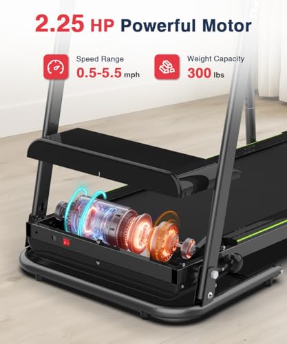 Foldable Walking Treadmill with Long Handrail, LCD Display, 300 lbs Capacity Z7582