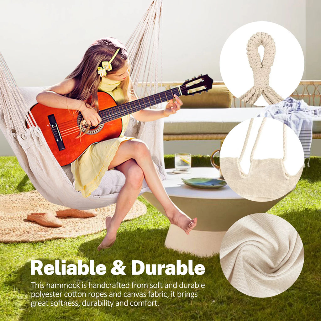 Hanging Rope Hammock Swing Chair with Pocket J92864