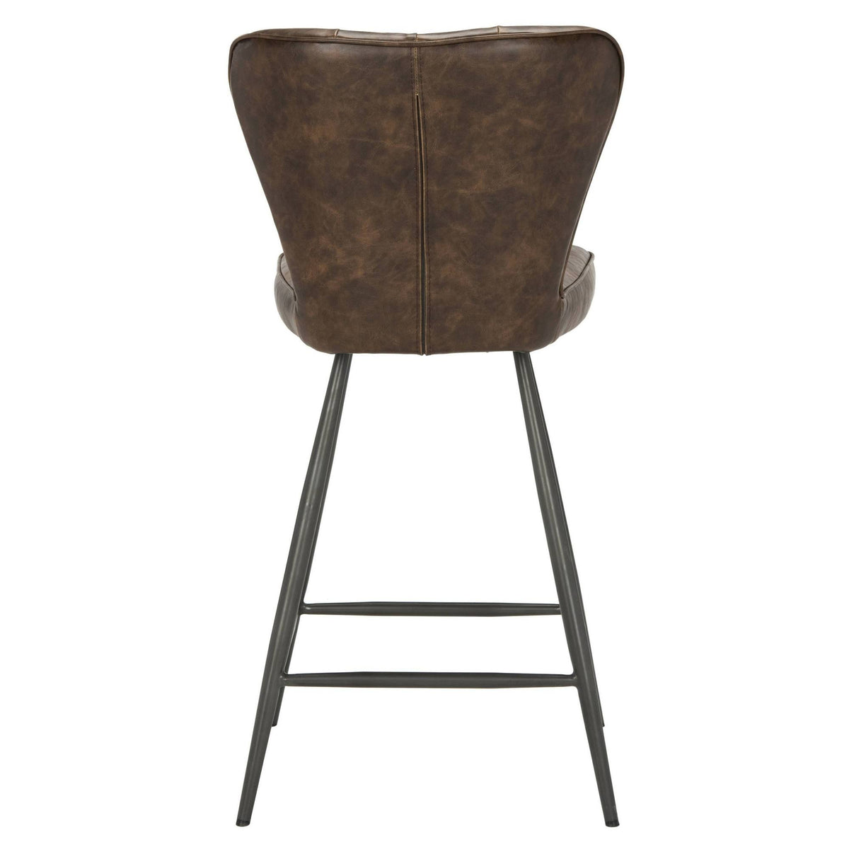 Leather Tufted Swivel Counter Stool in Brown - Set of 2 P628