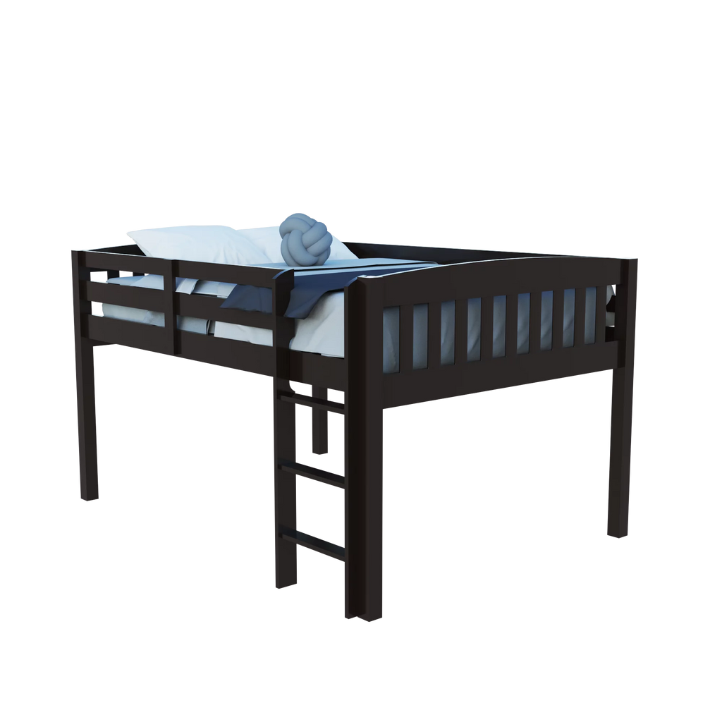 Dark Brown Solid Wood Full Size Loft Bed J3015