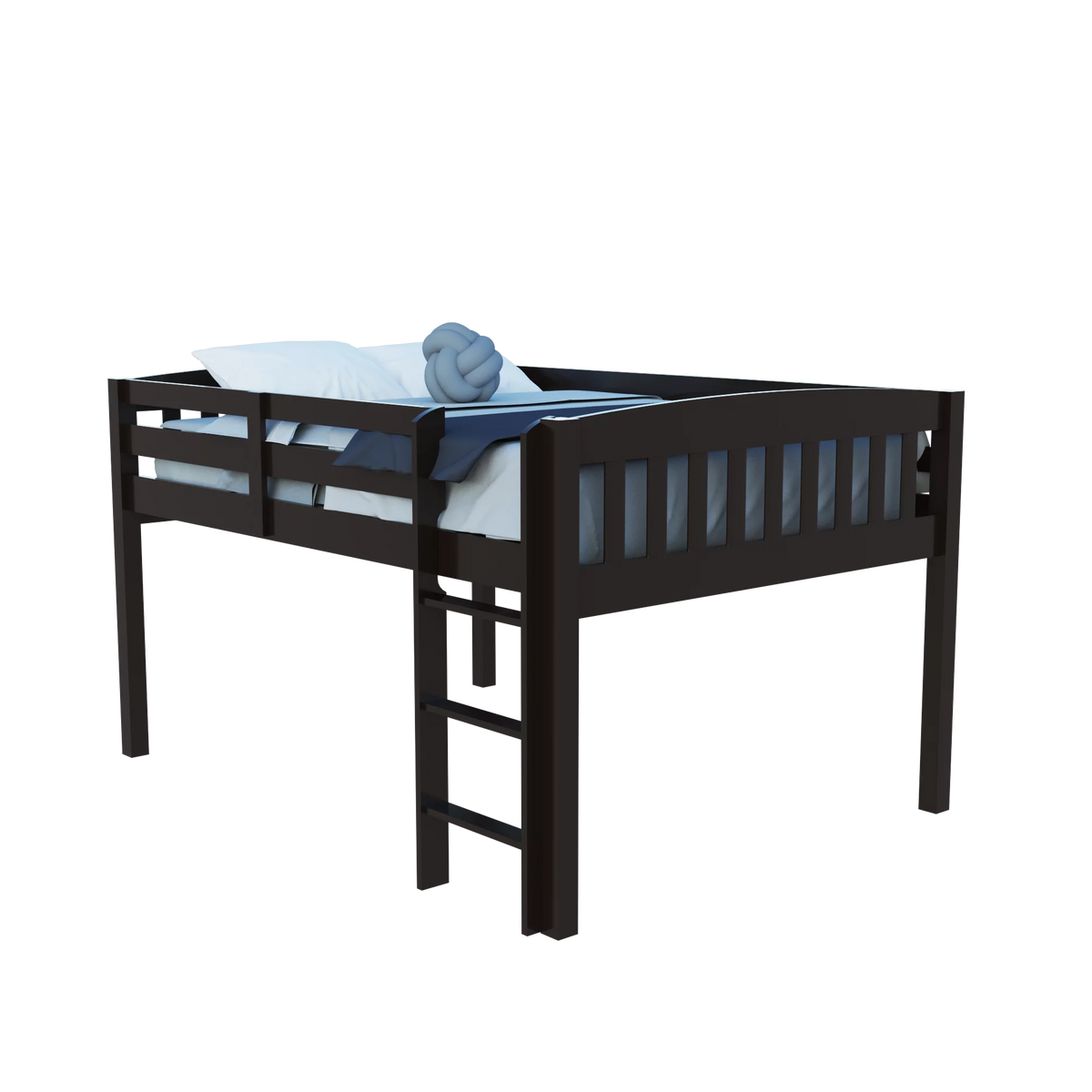 Dark Brown Solid Wood Full Size Loft Bed J3015