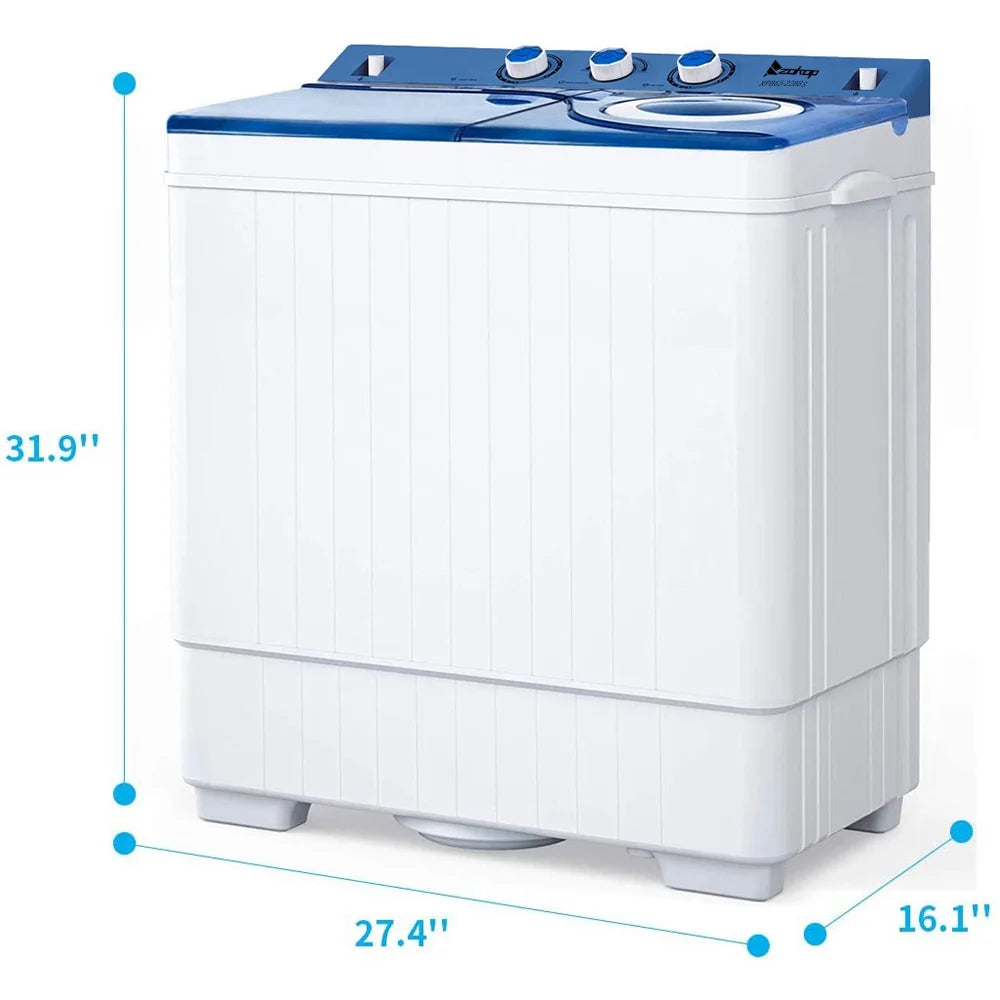 Semi-automatic Twin Tub Washing Machine, 26Lbs, White&Blue V351