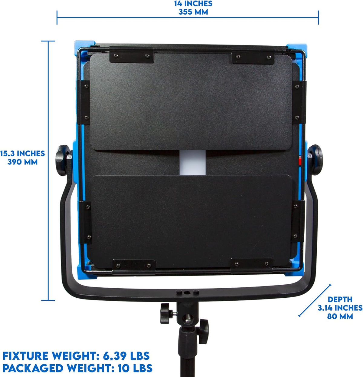 Bi-Color 2800K-6500K LED Video Light with Barn Doors and Diffusion Panel T2791
