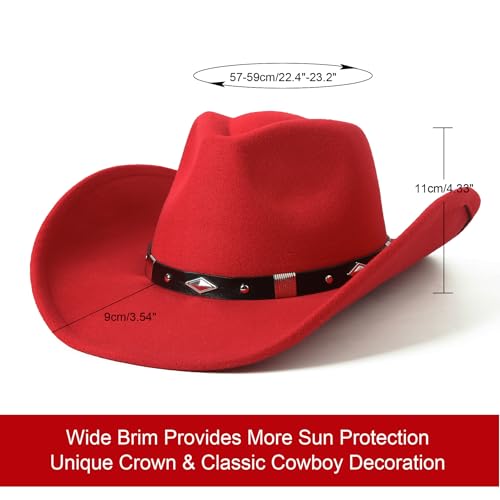 Felt Wide Brim Western Cowboy Hat with Belt Buckle W1420