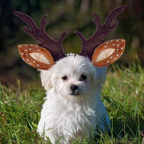 Dog Cat Christmas Reindeer Antlers Headband Adjustable Pet Costume K77784