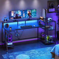 70.8'' Black Computer Desk with LED Lights and Storage Shelves H635681