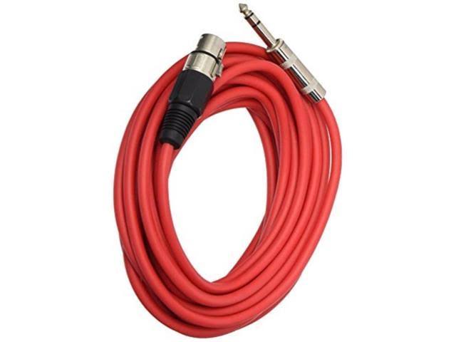 25-Feet XLR Female to 1/4-Inch TRS Patch Cable Balanced Red Pack of 6 M10970