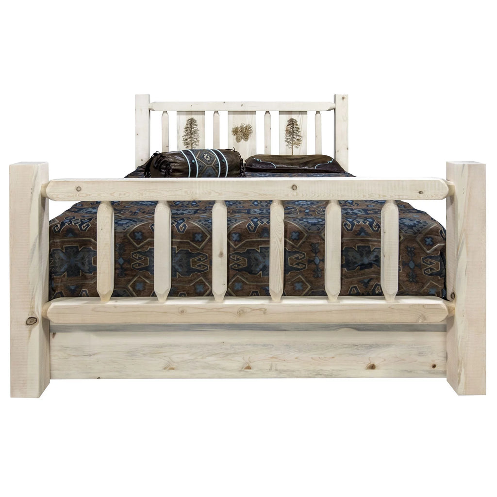Natural Pine Wood Queen Storage Bed M144529