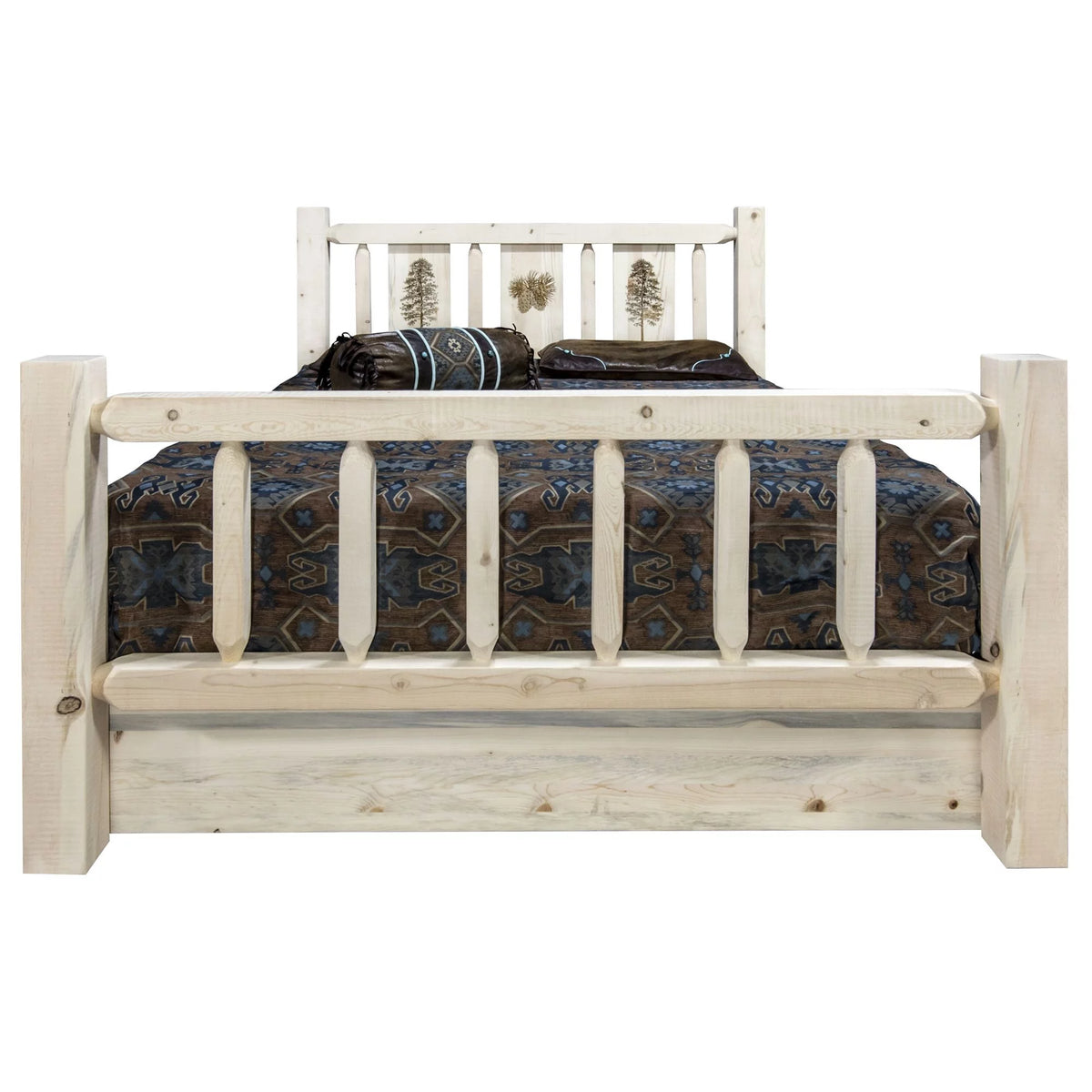 Natural Pine Wood Queen Storage Bed M144529